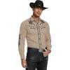 COOFANDY Men’s Western Cowboy Shirt Embroidered Button Down Long Sleeve Shirts(Khaki)