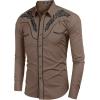 COOFANDY Men’s Western Cowboy Shirt Embroidered Button Down Long Sleeve Shirts(Khaki (Pattern1))