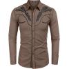COOFANDY Men’s Western Cowboy Shirt Embroidered Button Down Long Sleeve Shirts(Khaki (Pattern1))