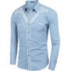 COOFANDY Men’s Western Cowboy Shirt Embroidered Button Down Long Sleeve Shirts(Light Blue)