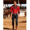 COOFANDY Men’s Western Cowboy Shirt Embroidered Button Down Long Sleeve Shirts(Red (Retro Rose))