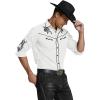 COOFANDY Men’s Western Cowboy Shirt Embroidered Button Down Long Sleeve Shirts(White)