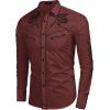 COOFANDY Men’s Western Cowboy Shirt Embroidered Button Down Long Sleeve Shirts(Wine Red)