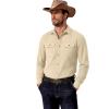 COOFANDY Mens Western Cowboy Shirt Long Sleeve Cotton Button Down Work Shirts with Pockets(Beige)