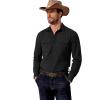 COOFANDY Mens Western Cowboy Shirt Long Sleeve Cotton Button Down Work Shirts with Pockets(Black)