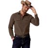 COOFANDY Mens Western Cowboy Shirt Long Sleeve Cotton Button Down Work Shirts with Pockets(Brown)