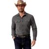 COOFANDY Mens Western Cowboy Shirt Long Sleeve Cotton Button Down Work Shirts with Pockets(Dark Grey)