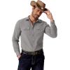 COOFANDY Mens Western Cowboy Shirt Long Sleeve Cotton Button Down Work Shirts with Pockets(Light Grey)