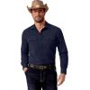 COOFANDY Mens Western Cowboy Shirt Long Sleeve Cotton Button Down Work Shirts with Pockets(Navy Blue)