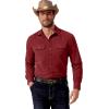 COOFANDY Mens Western Cowboy Shirt Long Sleeve Cotton Button Down Work Shirts with Pockets(Wine Red)