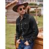 COOFANDY Mens Western Cowboy Shirts Cotton Long Sleeve Shirts with Two Pockets Embroidered(A-black)