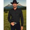 COOFANDY Mens Western Cowboy Shirts Cotton Long Sleeve Shirts with Two Pockets Embroidered(A-black)