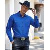 COOFANDY Mens Western Cowboy Shirts Cotton Long Sleeve Shirts with Two Pockets Embroidered(French Blue)