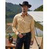 COOFANDY Mens Western Cowboy Shirts Cotton Long Sleeve Shirts with Two Pockets Embroidered(Khaki-tan)