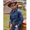 COOFANDY Mens Western Cowboy Shirts Cotton Long Sleeve Shirts with Two Pockets Embroidered(Navy Blue)