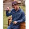 COOFANDY Mens Western Cowboy Shirts Cotton Long Sleeve Shirts with Two Pockets Embroidered(Navy Blue)