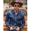 COOFANDY Mens Western Cowboy Shirts Cotton Long Sleeve Shirts with Two Pockets Embroidered(Navy Blue)