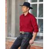 COOFANDY Mens Western Cowboy Shirts Cotton Long Sleeve Shirts with Two Pockets Embroidered(Red-a)