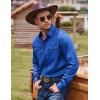 COOFANDY Mens Western Cowboy Shirts Cotton Long Sleeve Shirts with Two Pockets Embroidered(Royal Blue)