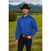COOFANDY Mens Western Cowboy Shirts Cotton Long Sleeve Shirts with Two Pockets Embroidered(Royal Blue)