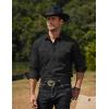 COOFANDY Mens Western Cowboy Shirts Cotton Long Sleeve Shirts with Two Pockets Embroidered(Solid Black)