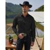 COOFANDY Mens Western Cowboy Shirts Cotton Long Sleeve Shirts with Two Pockets Embroidered(Solid Black)