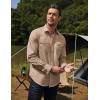 COOFANDY Mens Western Cowboy Shirts Cotton Long Sleeve Shirts with Two Pockets Embroidered(Solid Dark Khaki)