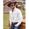 COOFANDY Mens Western Cowboy Shirts Cotton Long Sleeve Shirts with Two Pockets Embroidered(White)