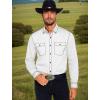 COOFANDY Mens Western Cowboy Shirts Cotton Long Sleeve Shirts with Two Pockets Embroidered(White)
