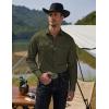 COOFANDY Men’s Western Cowboy Shirts Long Sleeve Cotton Casual Button Down Work Shirt with Pockets(Army Green)