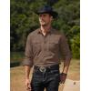 COOFANDY Men’s Western Cowboy Shirts Long Sleeve Cotton Casual Button Down Work Shirt with Pockets(Brown & Black)