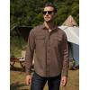 COOFANDY Men’s Western Cowboy Shirts Long Sleeve Cotton Casual Button Down Work Shirt with Pockets(Brown & Black)