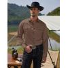 COOFANDY Men’s Western Cowboy Shirts Long Sleeve Cotton Casual Button Down Work Shirt with Pockets(Brown & Black)