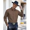 COOFANDY Men’s Western Cowboy Shirts Long Sleeve Cotton Casual Button Down Work Shirt with Pockets(Brown)