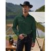 COOFANDY Men’s Western Cowboy Shirts Long Sleeve Cotton Casual Button Down Work Shirt with Pockets(Green)