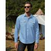 COOFANDY Men’s Western Cowboy Shirts Long Sleeve Cotton Casual Button Down Work Shirt with Pockets(Light Blue)