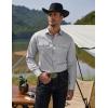 COOFANDY Men’s Western Cowboy Shirts Long Sleeve Cotton Casual Button Down Work Shirt with Pockets(Light Grey)