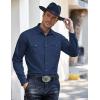 COOFANDY Men’s Western Cowboy Shirts Long Sleeve Cotton Casual Button Down Work Shirt with Pockets(Navy Blue)