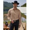 COOFANDY Men’s Western Cowboy Shirts Long Sleeve Cotton Casual Button Down Work Shirt with Pockets(Solid Dark Khaki)