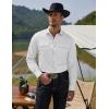 COOFANDY Men’s Western Cowboy Shirts Long Sleeve Cotton Casual Button Down Work Shirt with Pockets(Solid White)