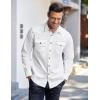 COOFANDY Men’s Western Cowboy Shirts Long Sleeve Cotton Casual Button Down Work Shirt with Pockets(White)