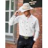 COOFANDY Men’s Western Cowboy Shirts Long Sleeve Cotton Casual Button Down Work Shirt with Pockets(White)