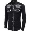 COOFANDY Men’s Western Cowboy Shirts Long Sleeve Embroidered Shirt Slim Fit Casual Button Down Shirts(Black & White)