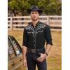 COOFANDY Men’s Western Cowboy Shirts Long Sleeve Embroidered Shirt Slim Fit Casual Button Down Shirts(Black)
