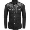 COOFANDY Men’s Western Cowboy Shirts Long Sleeve Embroidered Shirt Slim Fit Casual Button Down Shirts(Black)