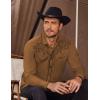 COOFANDY Men’s Western Cowboy Shirts Long Sleeve Embroidered Shirt Slim Fit Casual Button Down Shirts(Coffee)