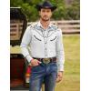 COOFANDY Men’s Western Cowboy Shirts Long Sleeve Embroidered Shirt Slim Fit Casual Button Down Shirts(Cotton – Pure White)