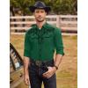 COOFANDY Men’s Western Cowboy Shirts Long Sleeve Embroidered Shirt Slim Fit Casual Button Down Shirts(Dark Green)
