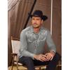 COOFANDY Men’s Western Cowboy Shirts Long Sleeve Embroidered Shirt Slim Fit Casual Button Down Shirts(Grey)