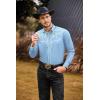 COOFANDY Men’s Western Cowboy Shirts Long Sleeve Embroidered Shirt Slim Fit Casual Button Down Shirts(Light Blue)